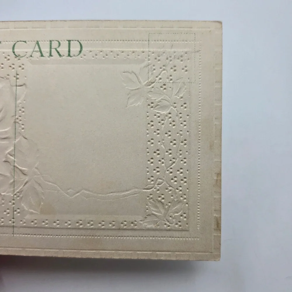 Antique Best Wishes Postcard Pink Floral Gold Embossed Made in Germany